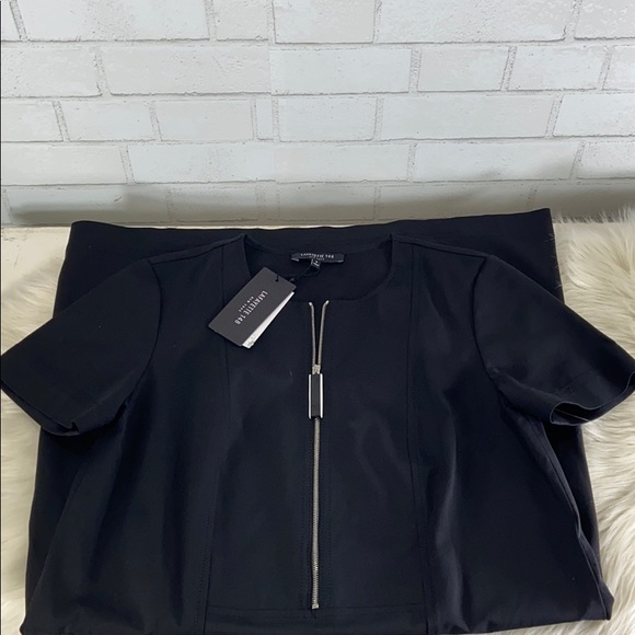 Lafayette 148 Black Short Sleeve Archie Zip Dress - Picture 6 of 7